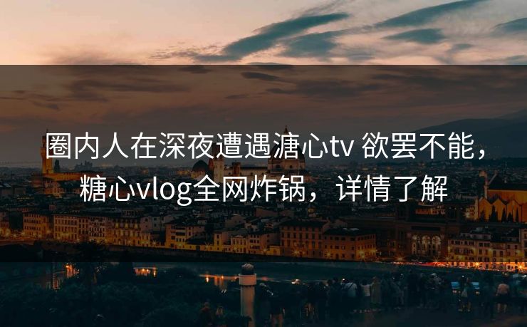 圈内人在深夜遭遇溏心tv 欲罢不能，糖心vlog全网炸锅，详情了解