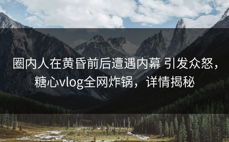 圈内人在黄昏前后遭遇内幕 引发众怒，糖心vlog全网炸锅，详情揭秘