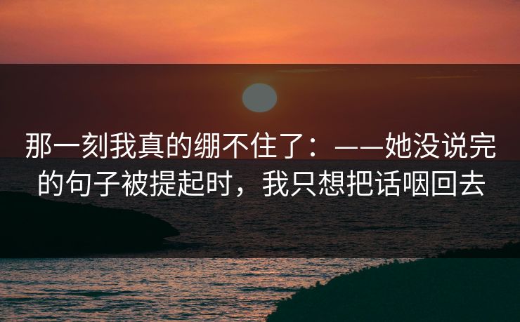 那一刻我真的绷不住了：——她没说完的句子被提起时，我只想把话咽回去