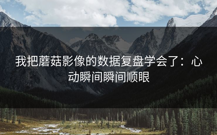 我把蘑菇影像的数据复盘学会了：心动瞬间瞬间顺眼